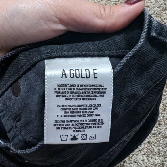 AGOLDE Black Denim Jaden High Rise Cut Off Shorts