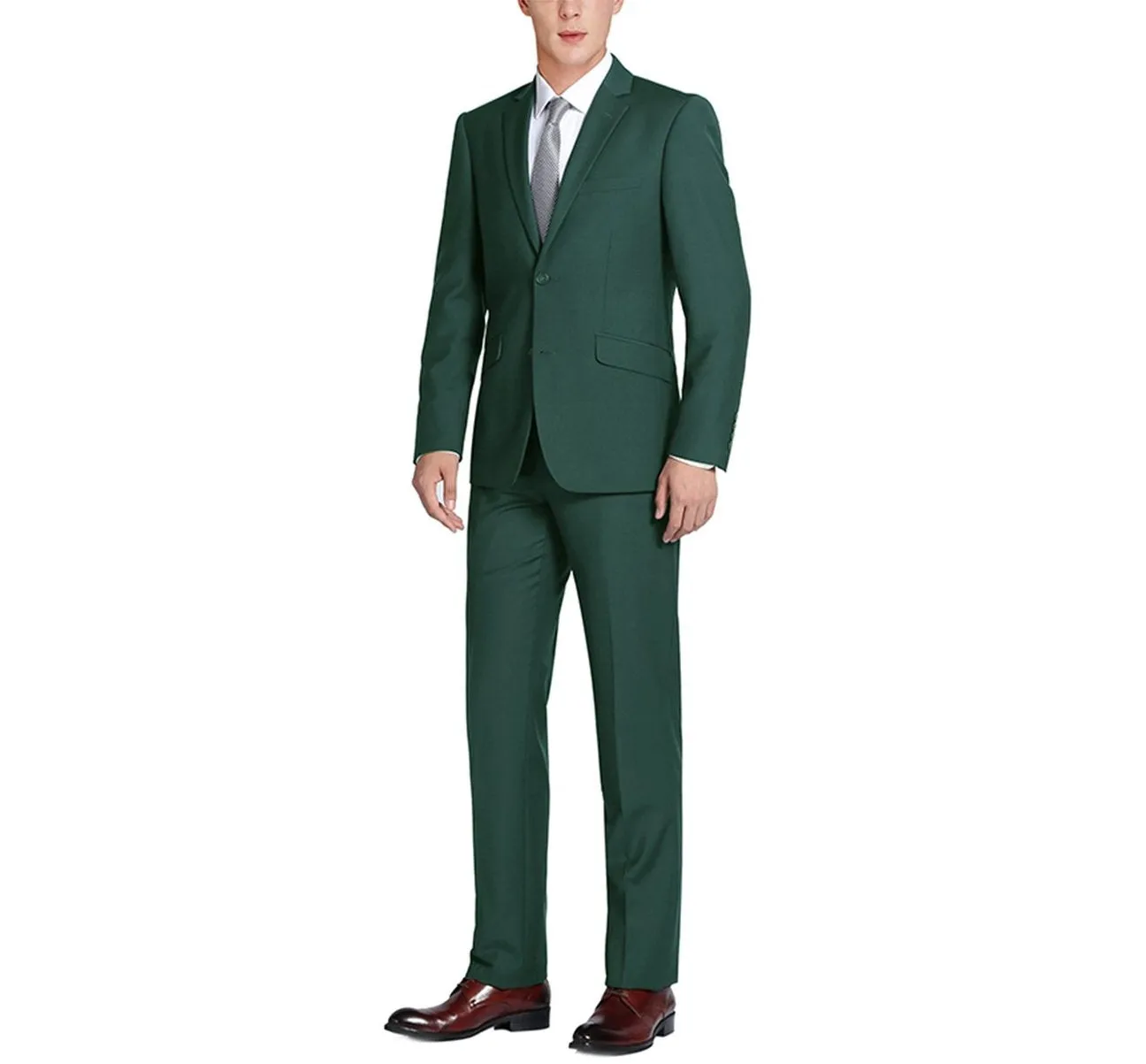 Alessandro Vitello by Renoir Green 2-Piece Slim Fit Single Breasted Notch Lapel Suit 201-9
