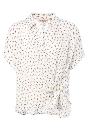 Blusa allover floral con nudo