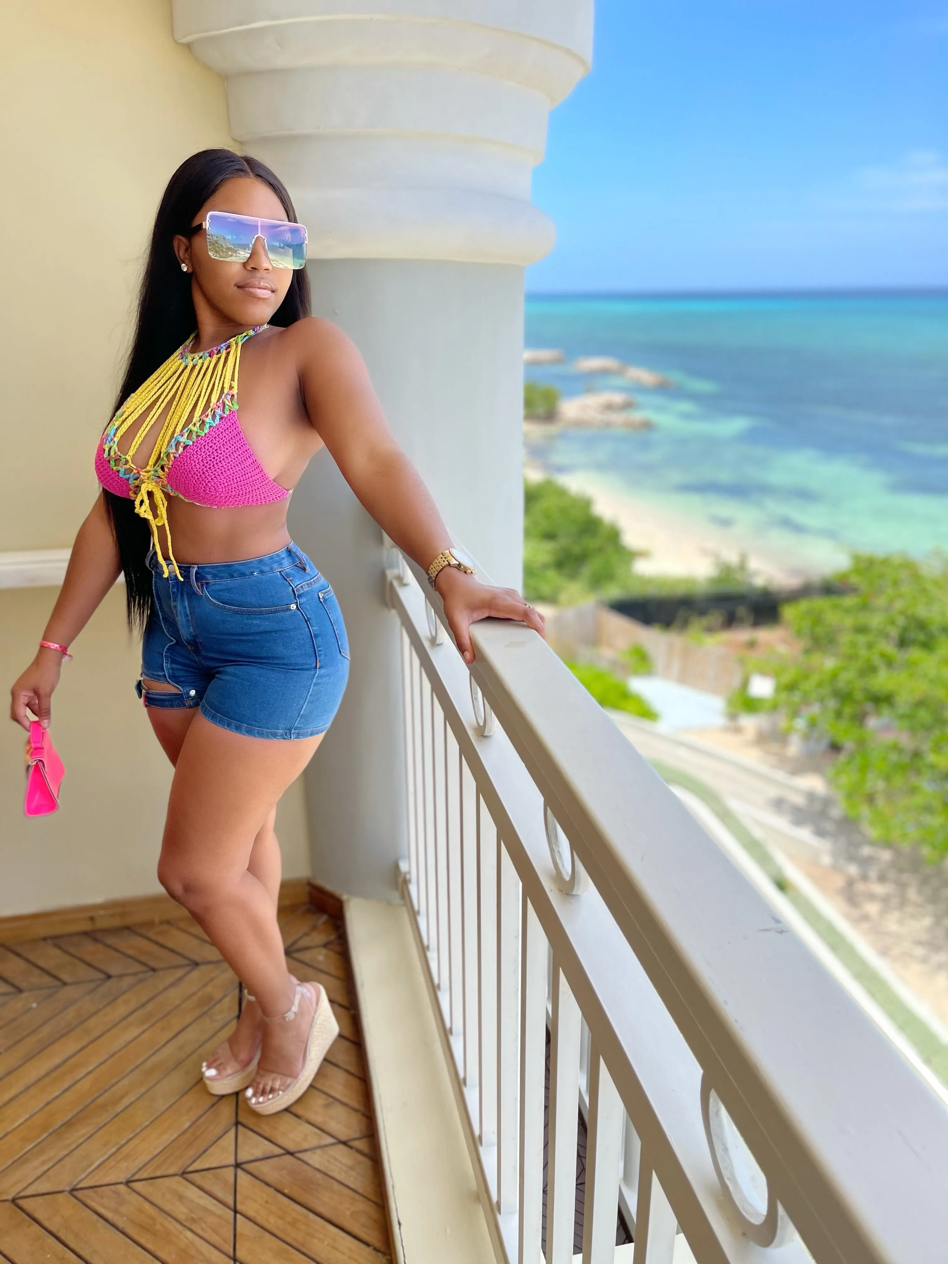 Buckle Denim Shorts