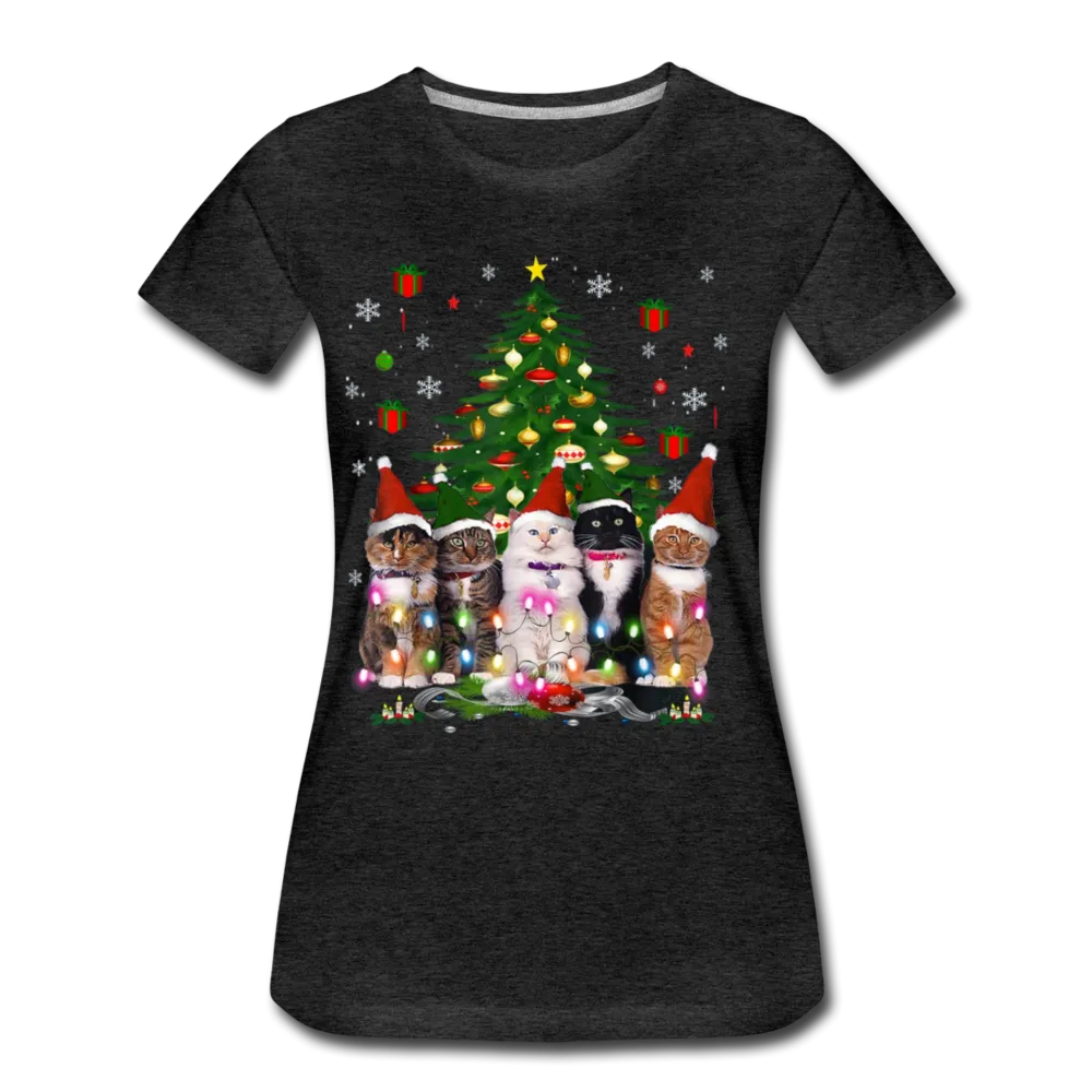 Cat Lover Christmas Tree Funny Christmas Women’s Premium T-shirt