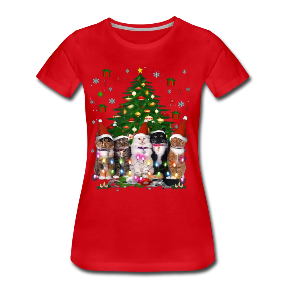Cat Lover Christmas Tree Funny Christmas Women’s Premium T-shirt