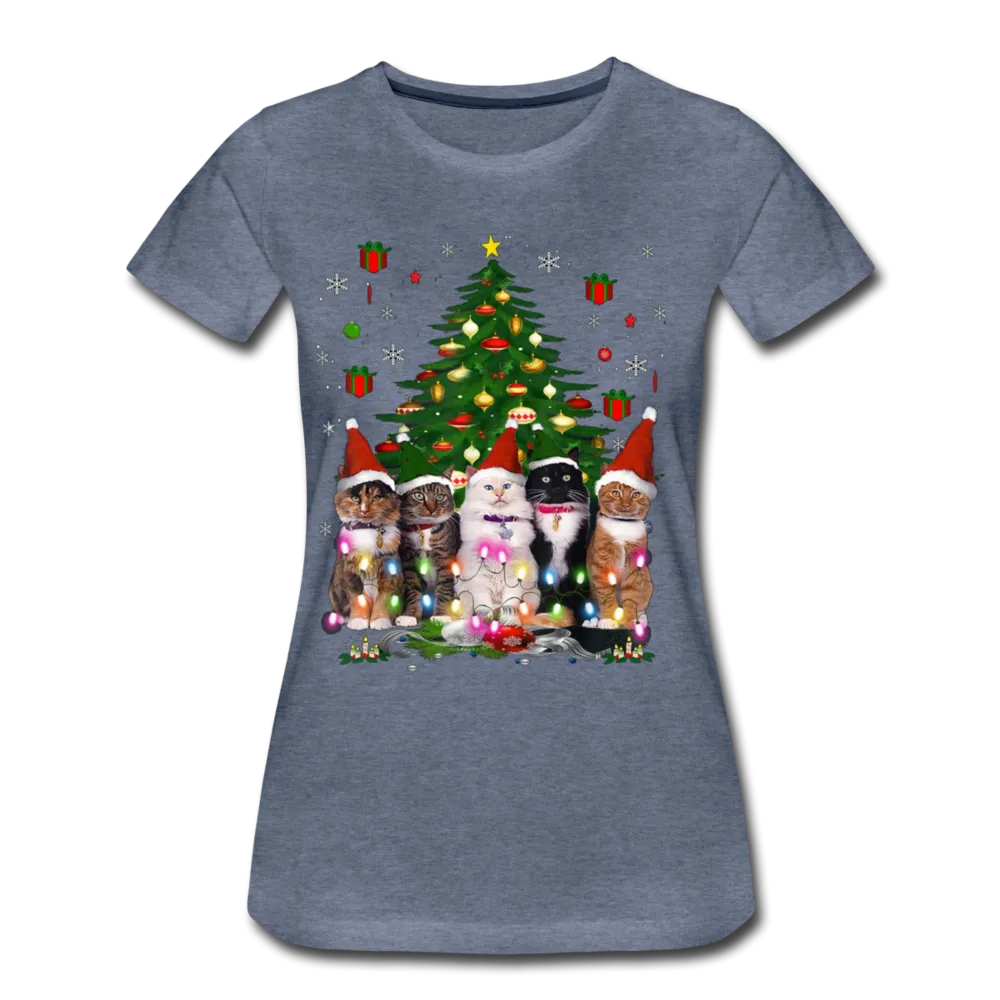 Cat Lover Christmas Tree Funny Christmas Women’s Premium T-shirt