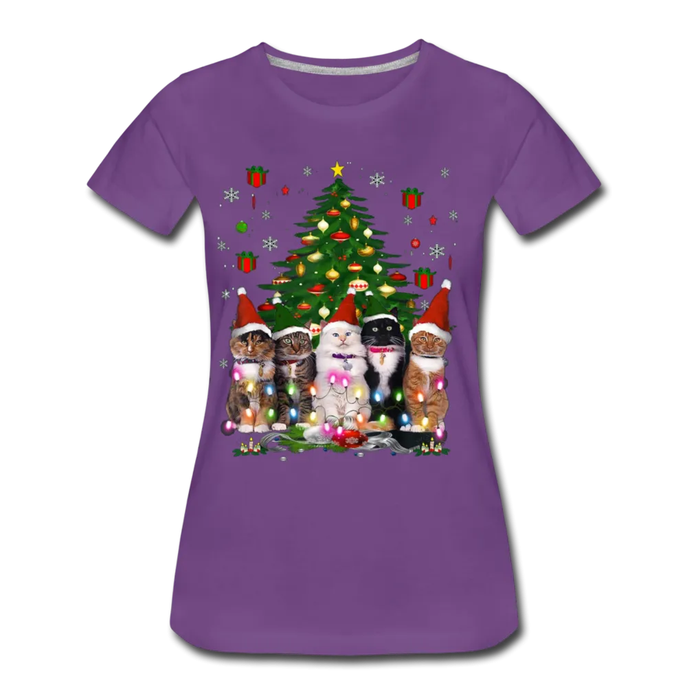 Cat Lover Christmas Tree Funny Christmas Women’s Premium T-shirt