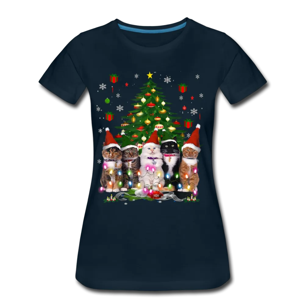 Cat Lover Christmas Tree Funny Christmas Women’s Premium T-shirt
