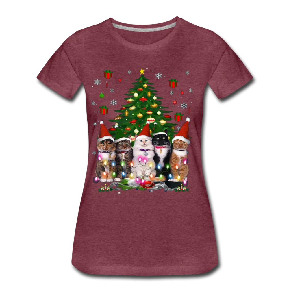 Cat Lover Christmas Tree Funny Christmas Women’s Premium T-shirt