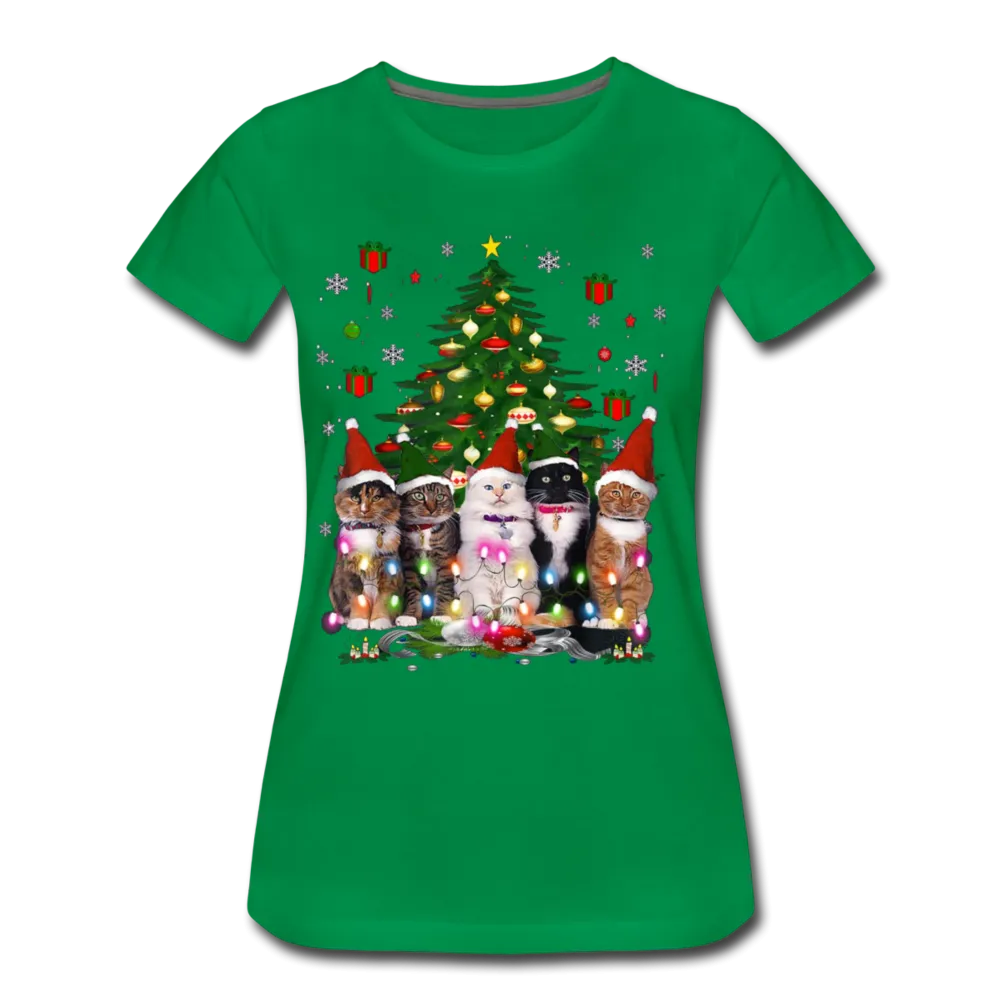 Cat Lover Christmas Tree Funny Christmas Women’s Premium T-shirt