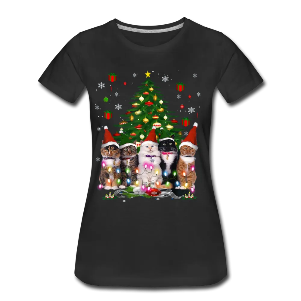 Cat Lover Christmas Tree Funny Christmas Women’s Premium T-shirt