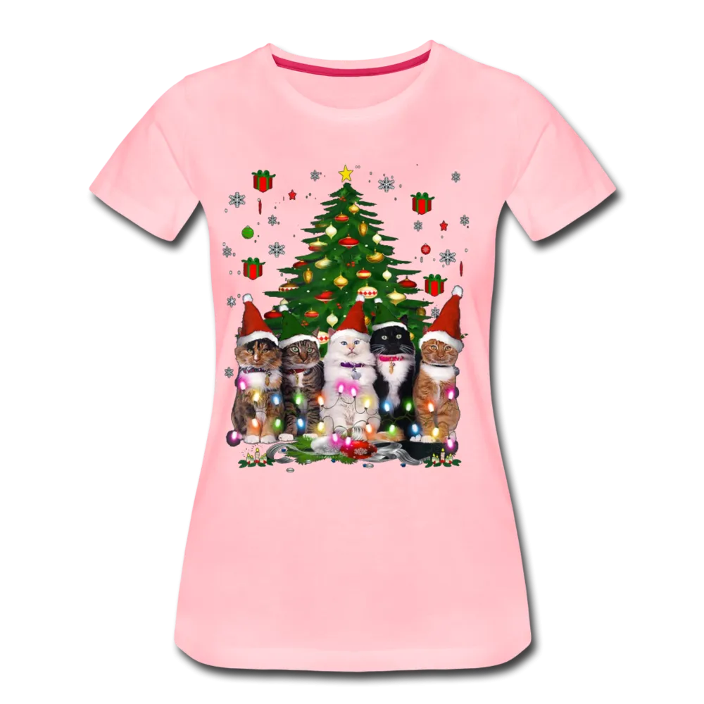Cat Lover Christmas Tree Funny Christmas Women’s Premium T-shirt
