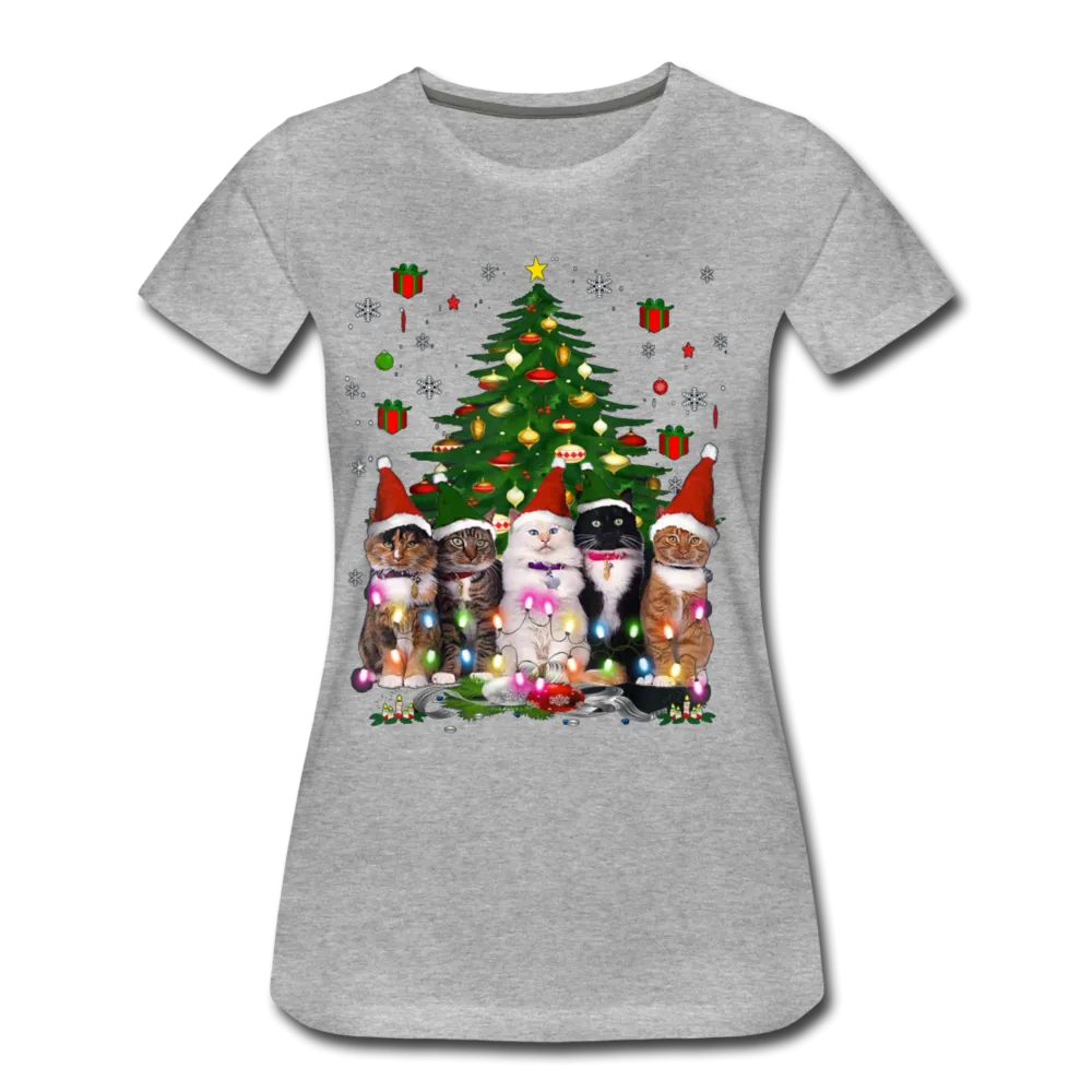 Cat Lover Christmas Tree Funny Christmas Women’s Premium T-shirt