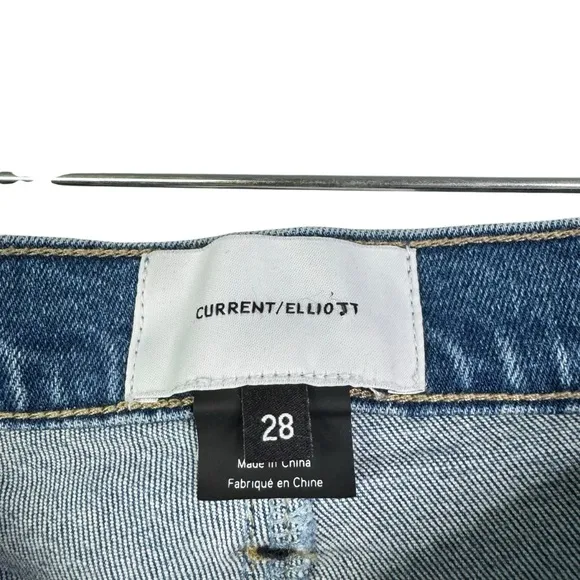Current Elliott The Stiletto Artisan Released Hem Denim Jeans Size 28 Med Wash