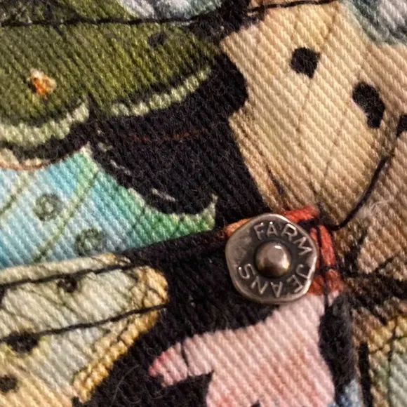 Farm Rio Anthropologie Floral Butterfly Pattern Denim Jean Shorts