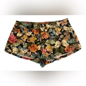 Farm Rio Anthropologie Floral Butterfly Pattern Denim Jean Shorts