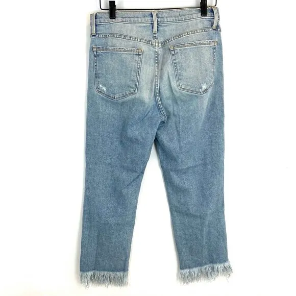 Frame Denim Le Nouveau Straight Jeans Women's 28 brandsbury wash frayed hem