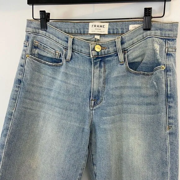 Frame Denim Le Nouveau Straight Jeans Women's 28 brandsbury wash frayed hem