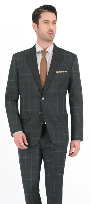 Iron Grey With Yellow Windowpane Suit