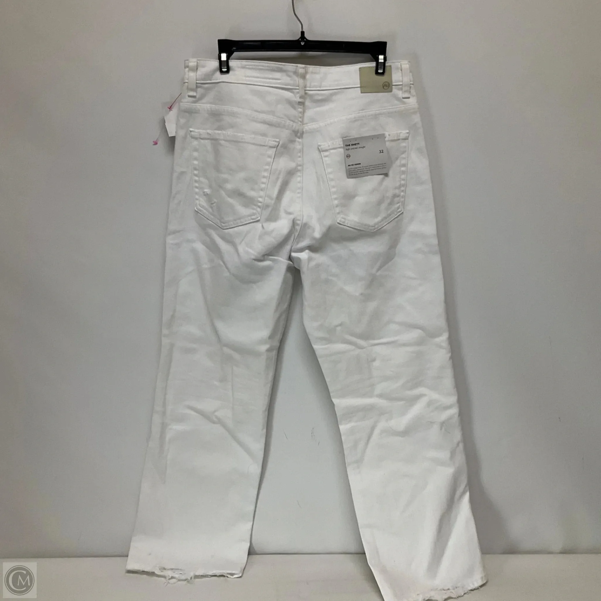Jeans Straight By Ag Jeans In White Denim, Size: 14