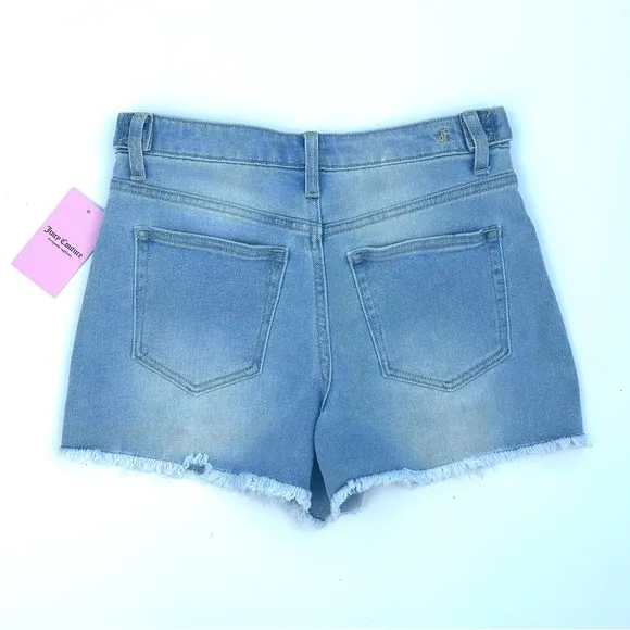 Juicy Couture V-Feont Raw Hem Denim Shorts