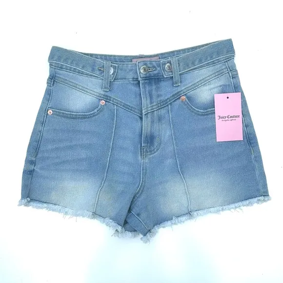 Juicy Couture V-Feont Raw Hem Denim Shorts