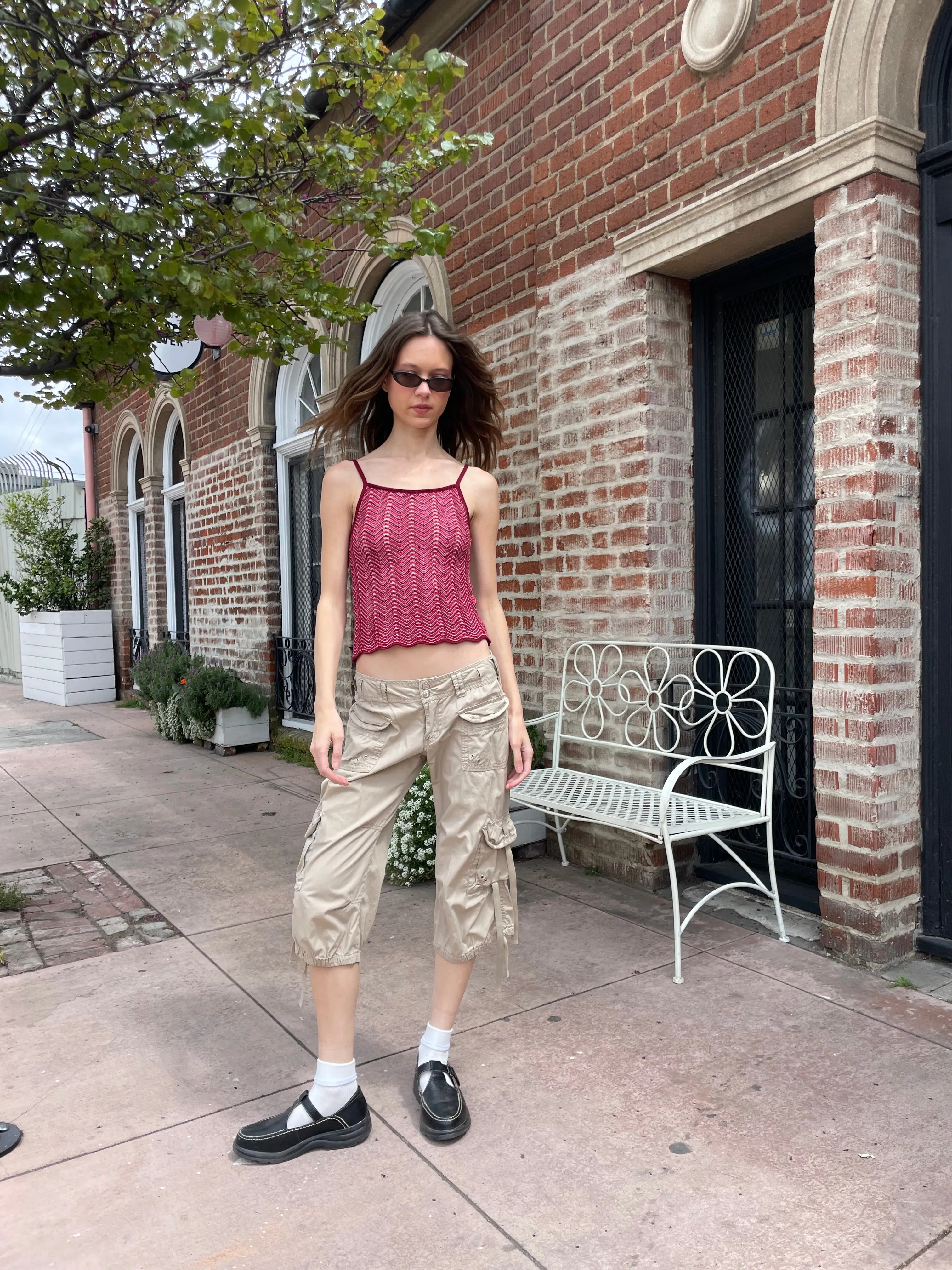 Khaki Cargo Capri Shorts (M)