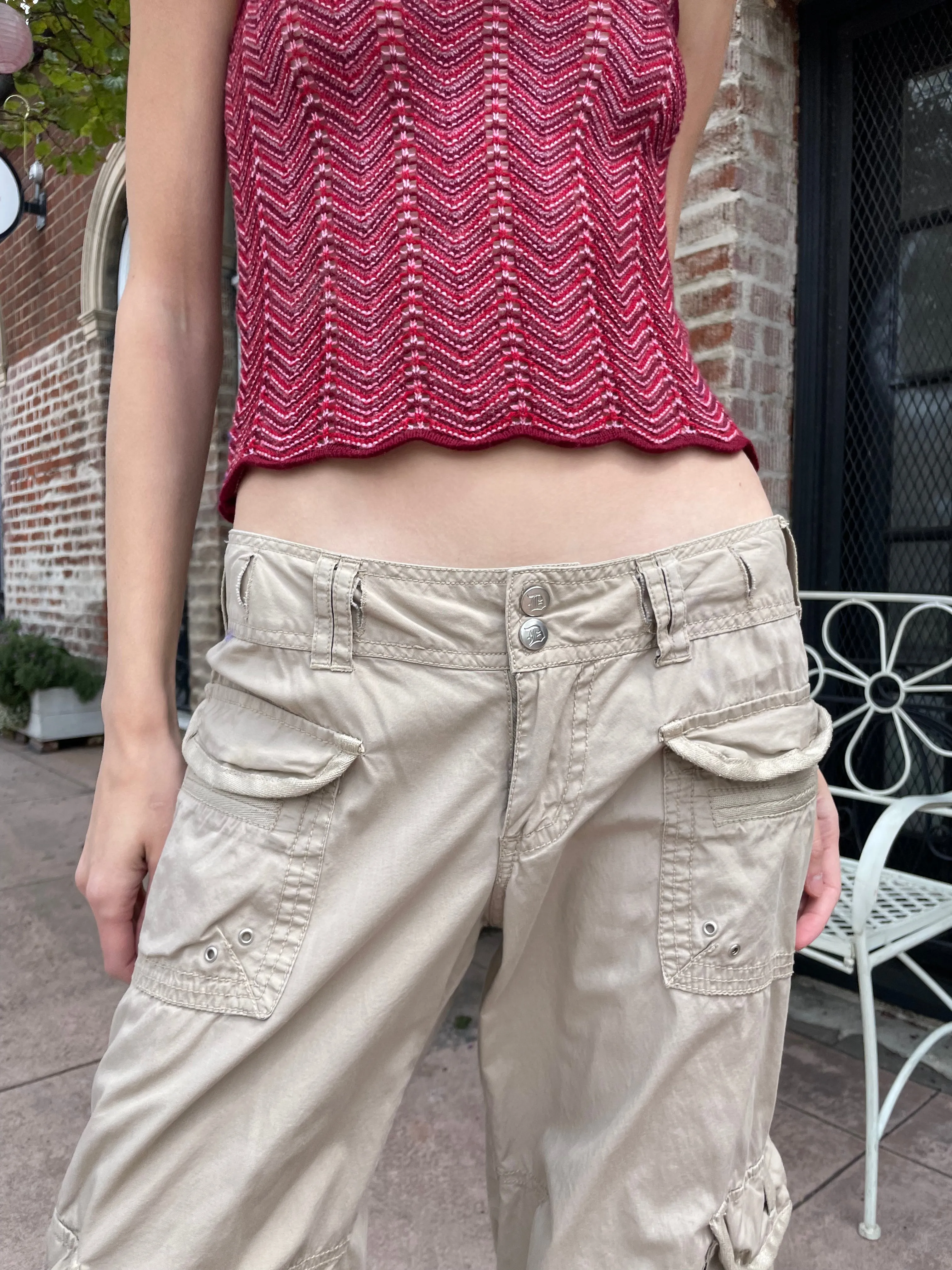 Khaki Cargo Capri Shorts (M)