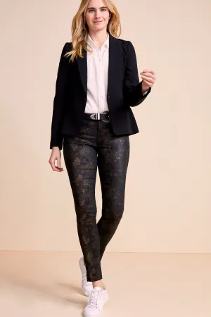 LE ANTON - Jean slim noir effet push up imprimé python