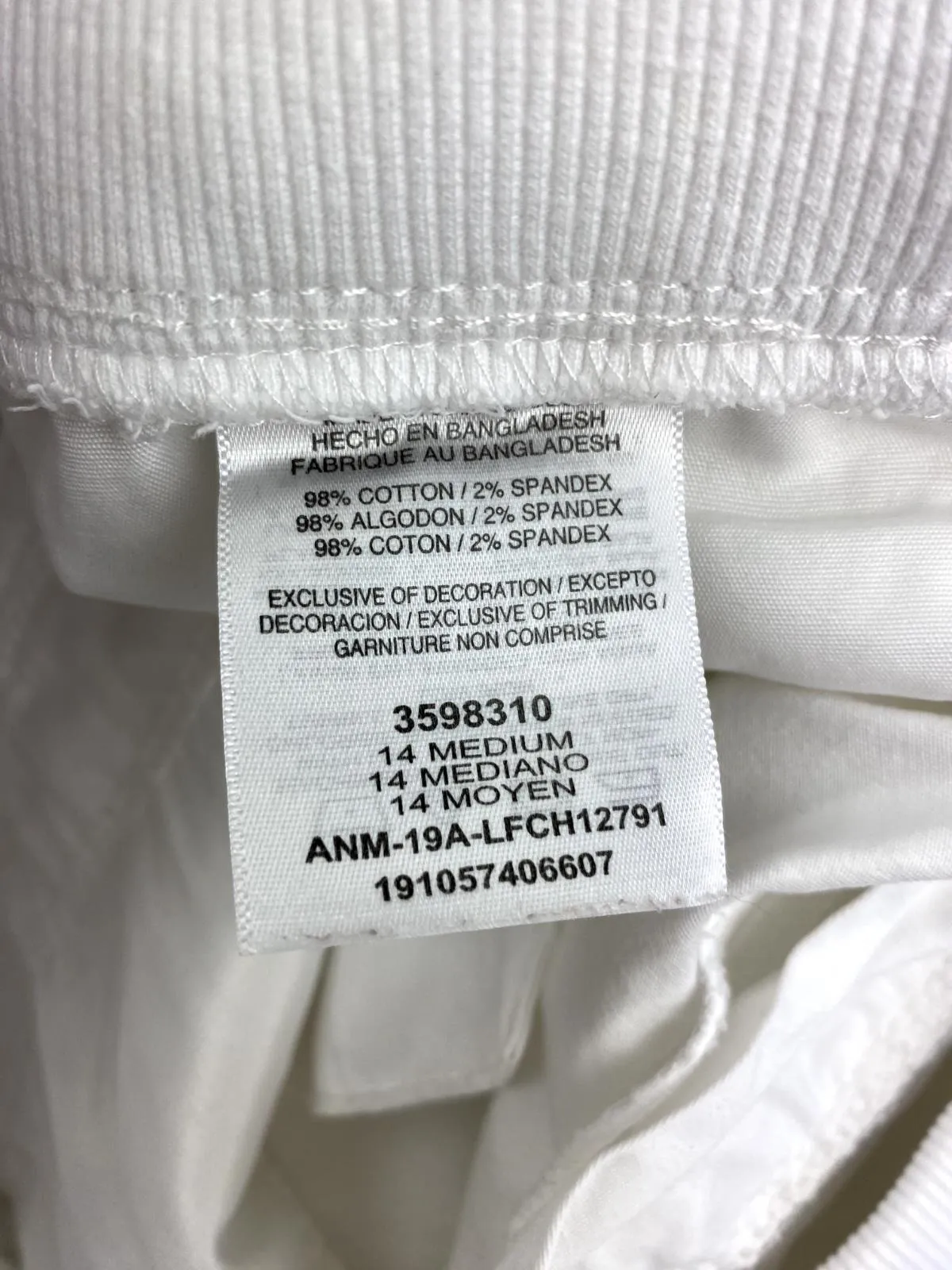 Lee Unisex White Cargo Shorts Size Medium / 14