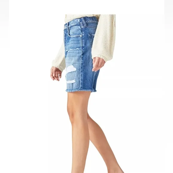 LUCKY BRAND Women’s Jean Denim Blue Pocket Distressed High Waist Shorts 4\27