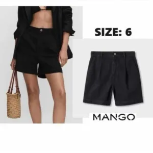 Mango - Ladies Slouchy High Waist Denim Shorts - Black. Size: 6 (US). NWT