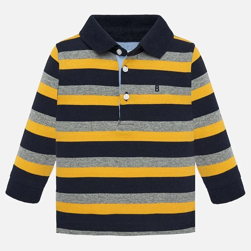 Mayoral Stripes Polo Corn Long Sleeve Shirt