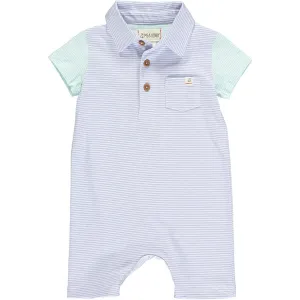 Me & Henry Saltash Polo Romper in Blue Stripe