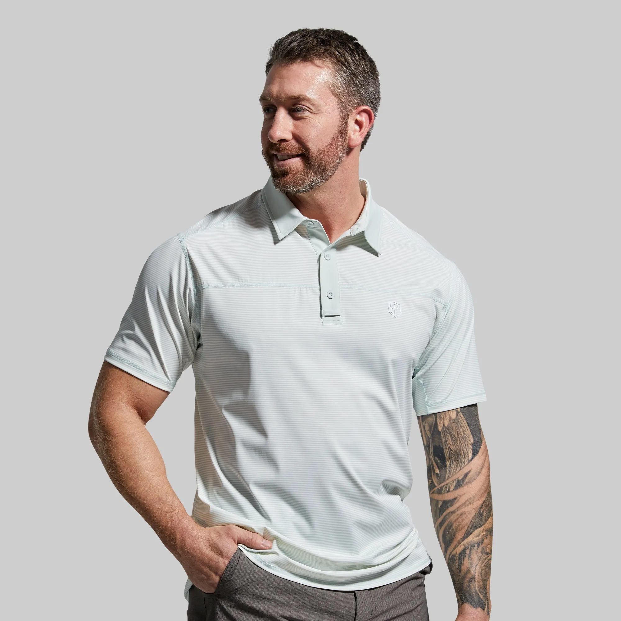 Men's Tek Polo (Sky Blue Stripe)