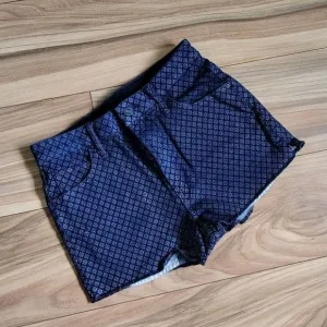 MOTHER Fab Flower Retro Denim High Rise Stretch Shorts in Navy