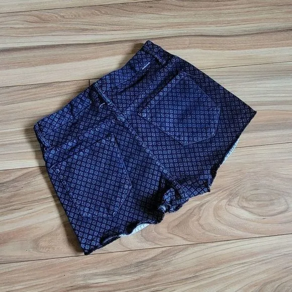 MOTHER Fab Flower Retro Denim High Rise Stretch Shorts in Navy
