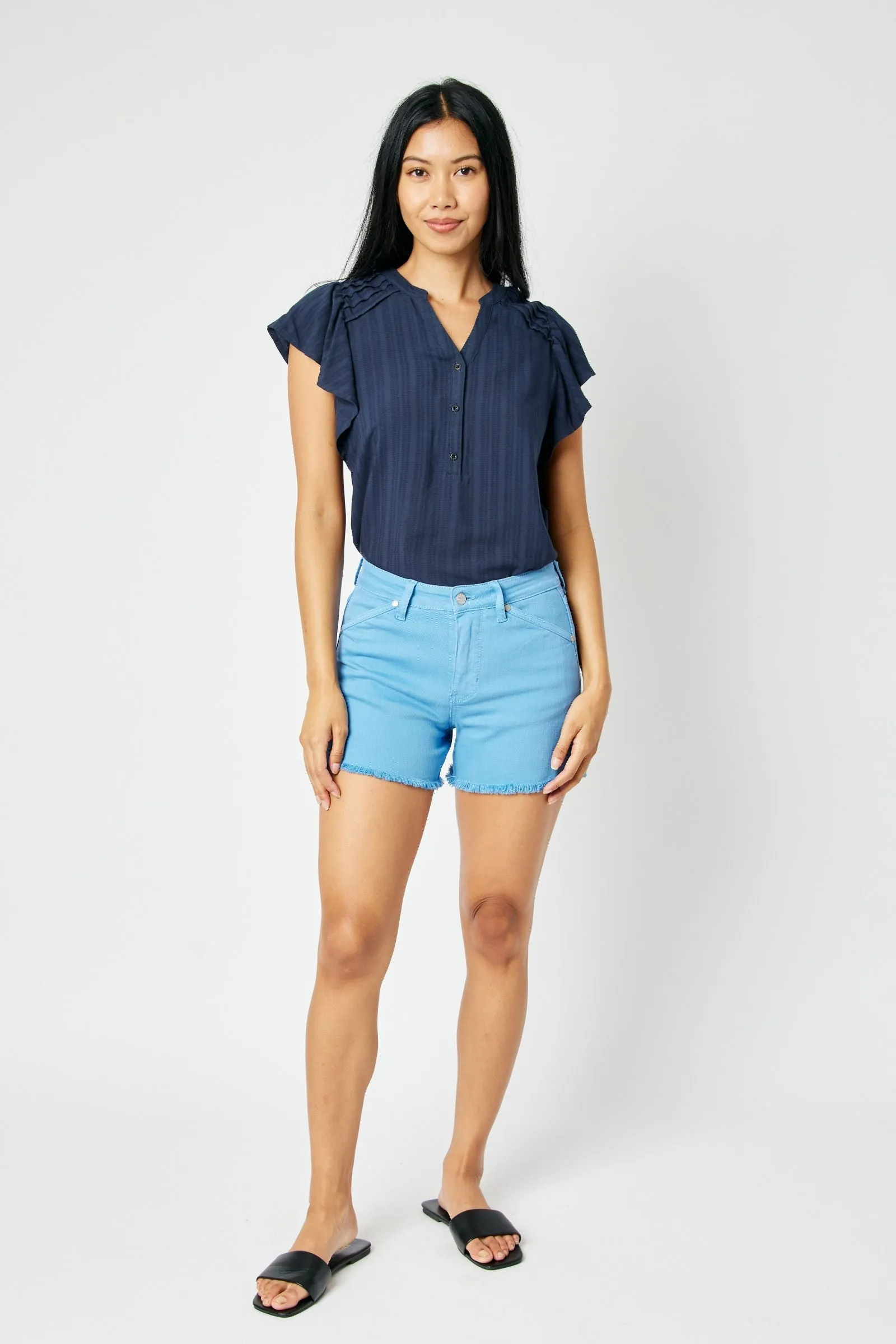 MR SHIELD POCKET FRAY HEM SHORTS BY JUDY BLUE