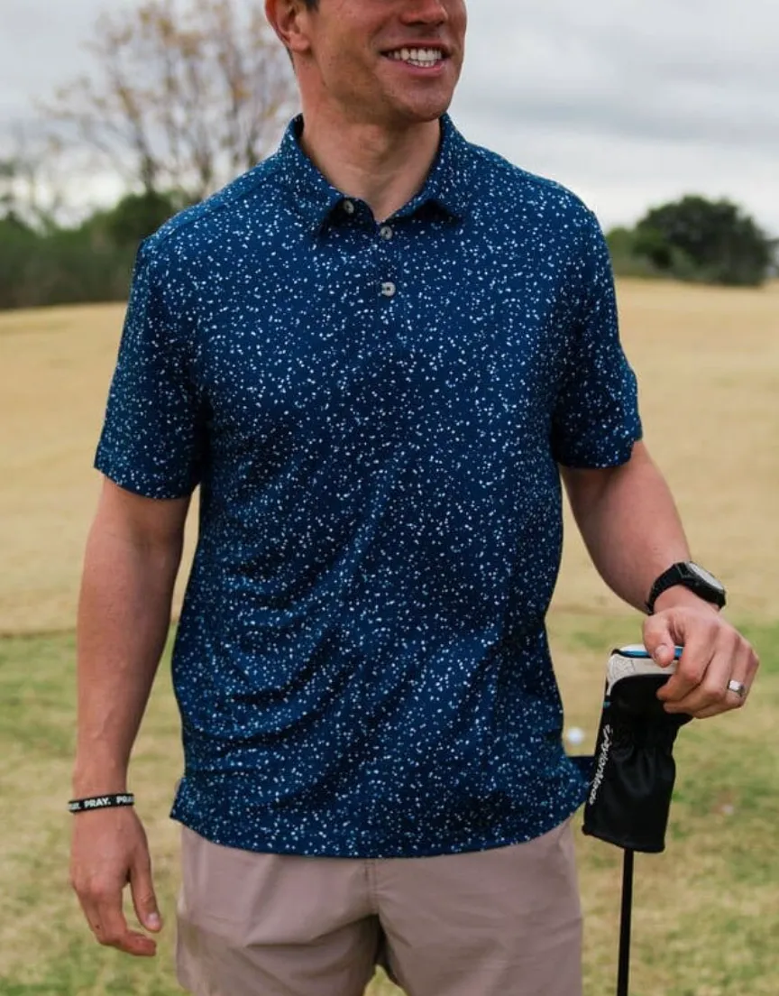 Navy Speckled Performance Polo