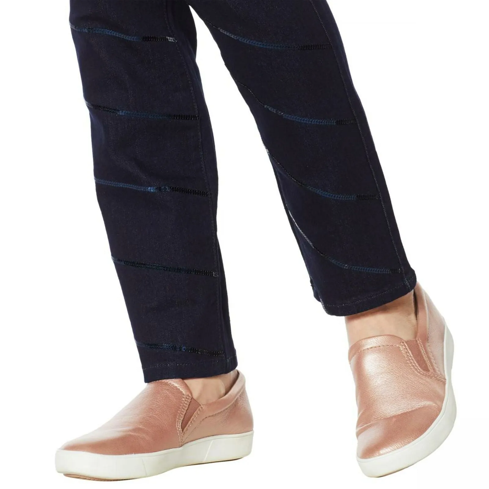 NWT DG2 By Diane Gilman Womens Sequin Stripe Skinny Jean. 730934-Petite 10P