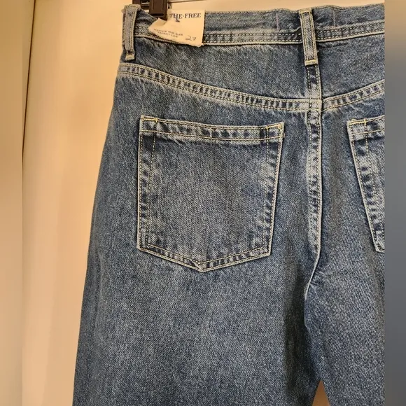 NWT Free People We The Free Women's Maggie Mid-Rise Straight Leg Blue Jeans 27