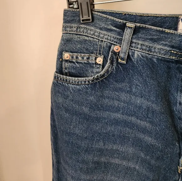 NWT Free People We The Free Women's Maggie Mid-Rise Straight Leg Blue Jeans 27