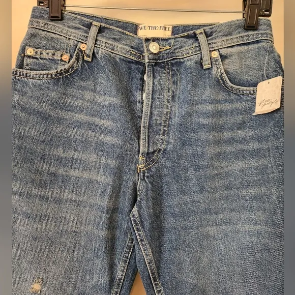NWT Free People We The Free Women's Maggie Mid-Rise Straight Leg Blue Jeans 27