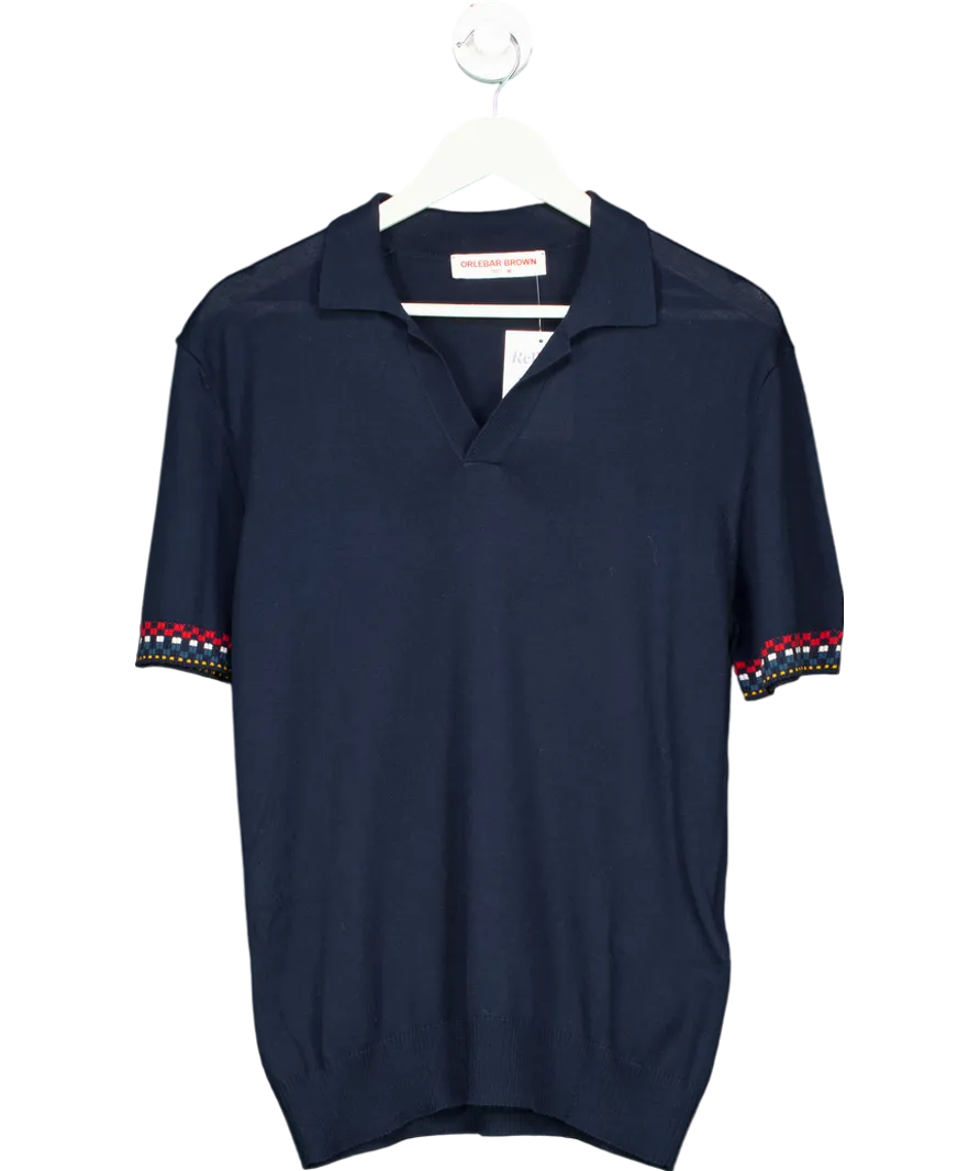 Orlebar Brown Blue Horton Polo Shirt 100% Cotton UK M