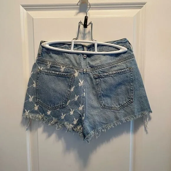 Pacsun Playboy Half Bunny High Waisted Denim Festival Shorts