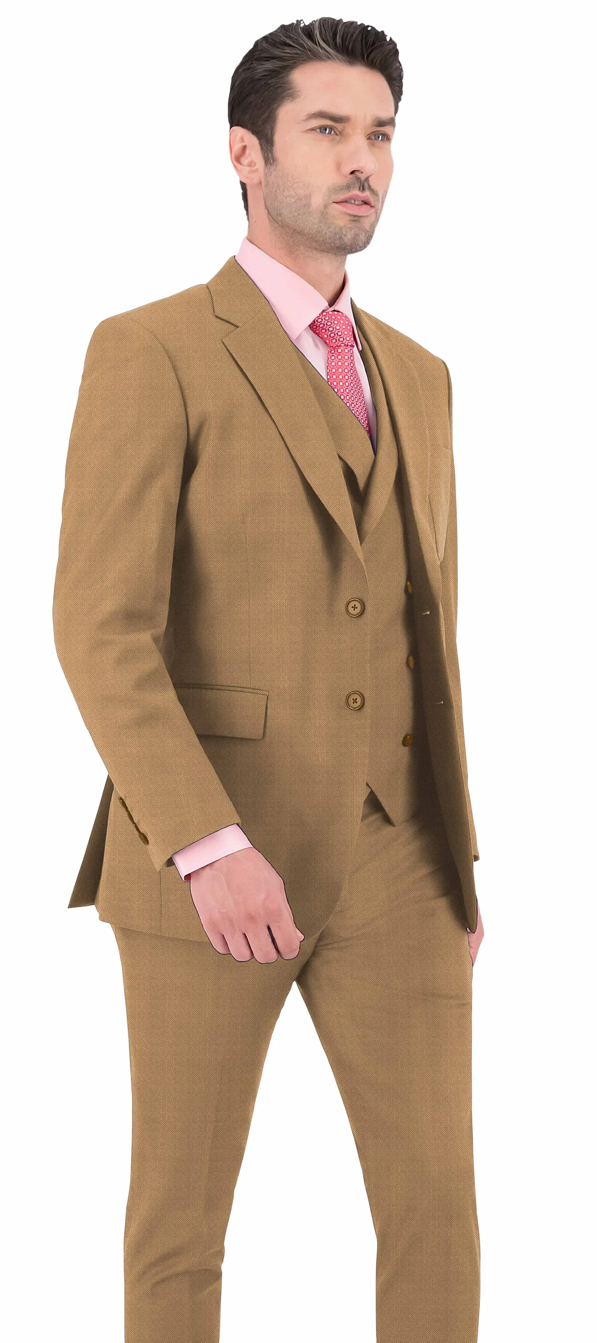 Peanut Brown Texture Plain Suit