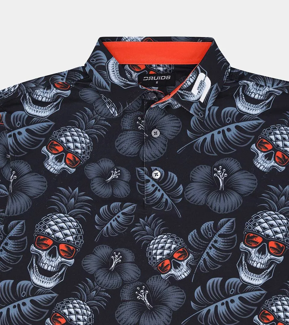 PINEAPPLE SKULLZ POLO - BLACK/ ORANGE