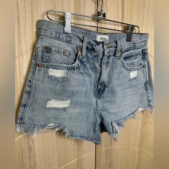 PISTOLA nova relaxed high rise cut off denim shorts  size 26
