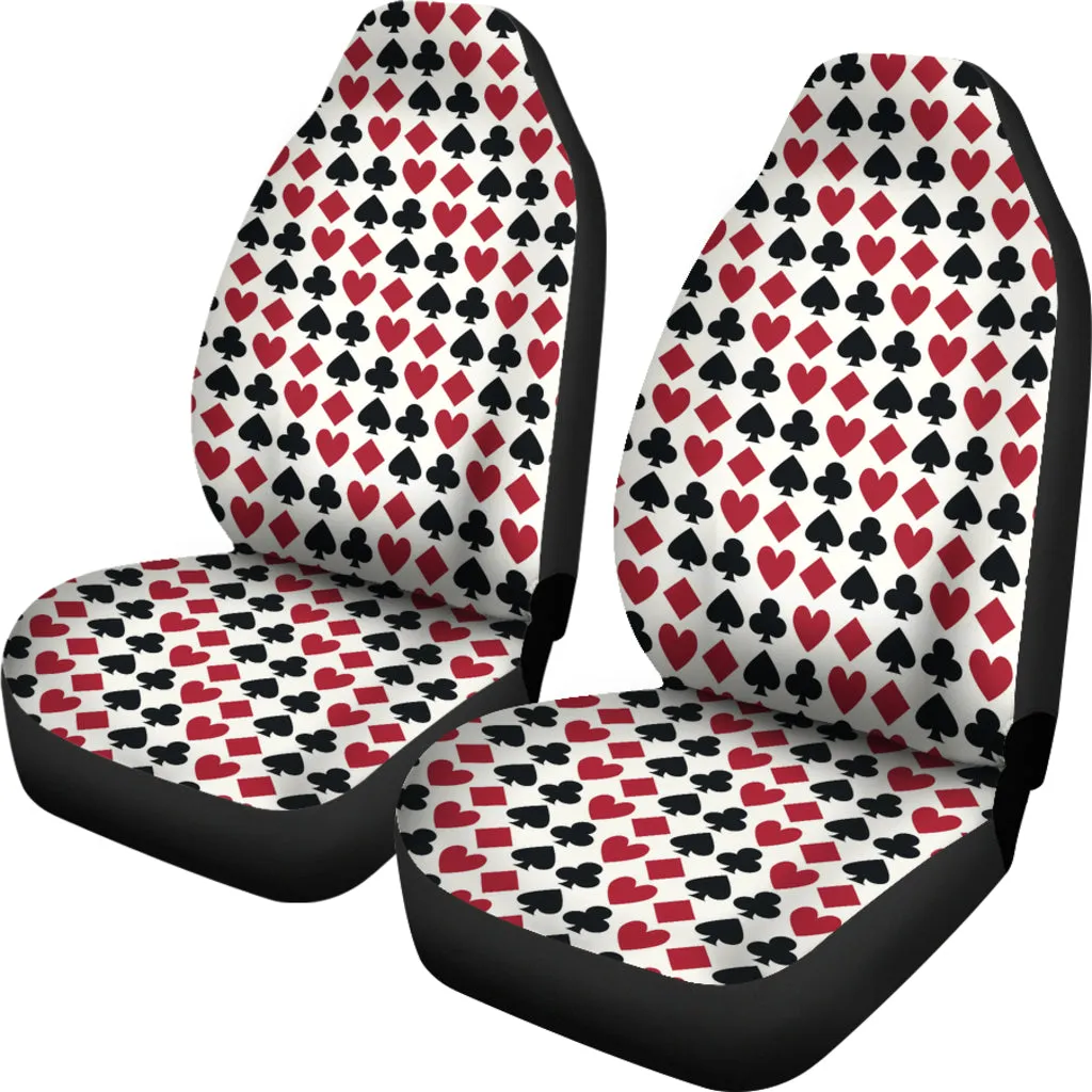 Playing Card Suit Red Black and White Car Seat Covers