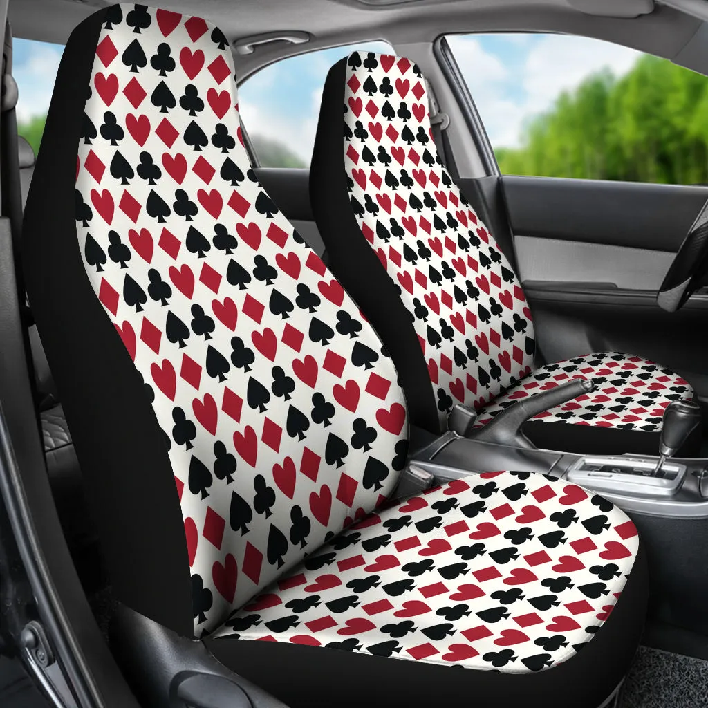Playing Card Suit Red Black and White Car Seat Covers