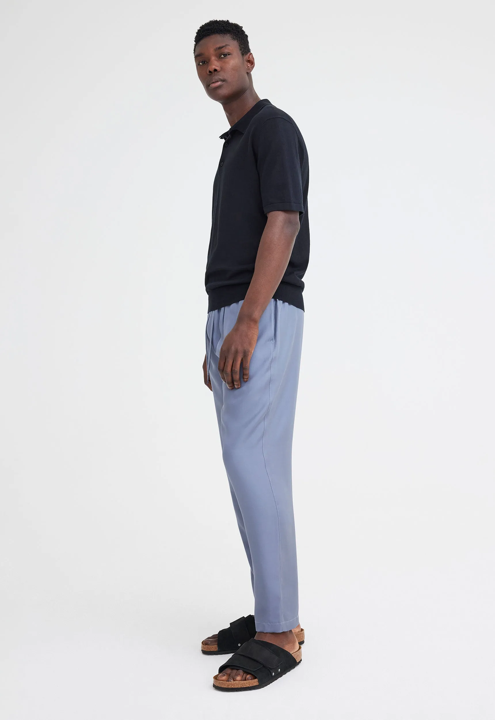 Pointier Knitted Cotton Polo - Black