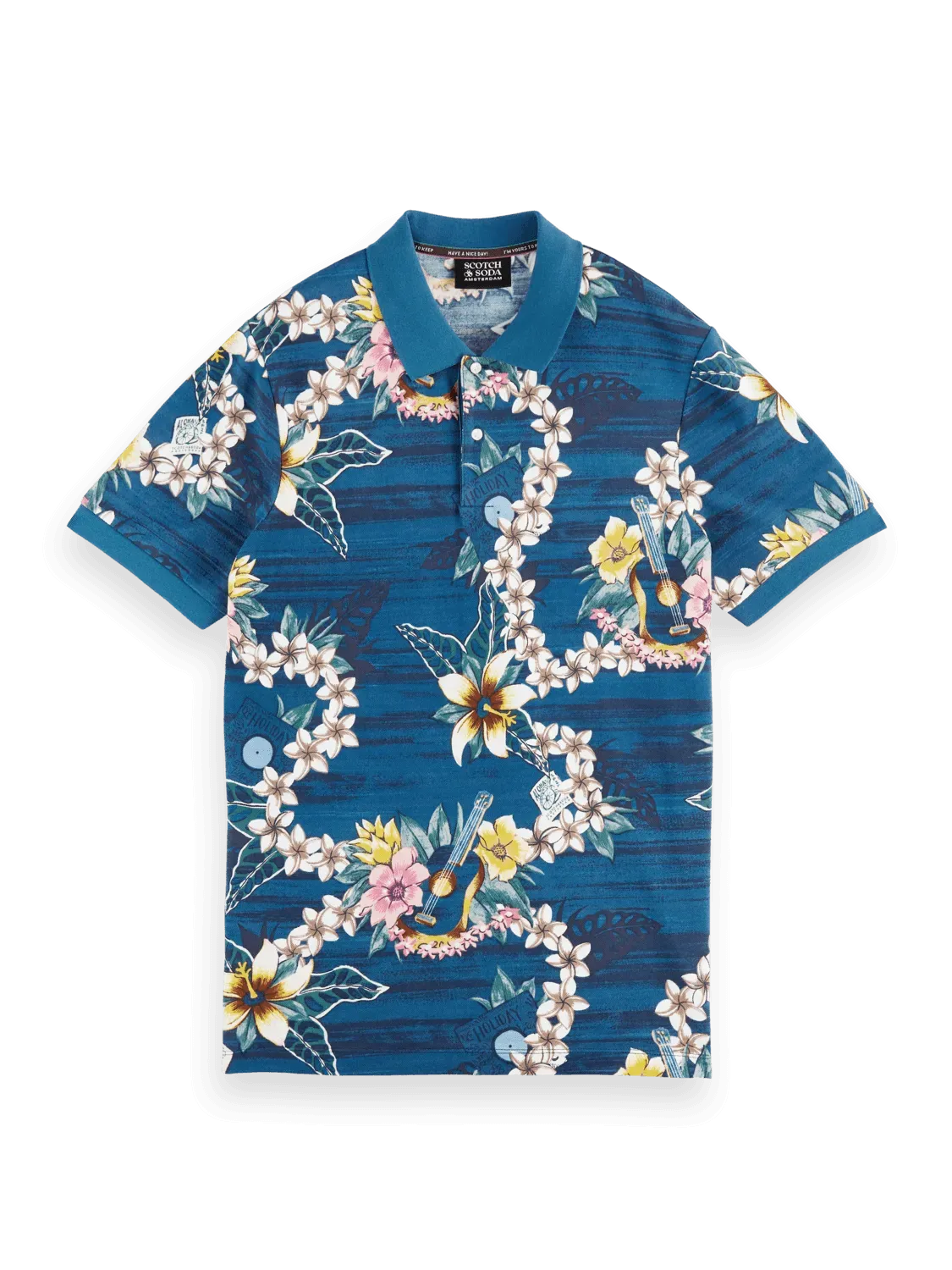 Polo de piqué de algodón orgánico con diseño estampado