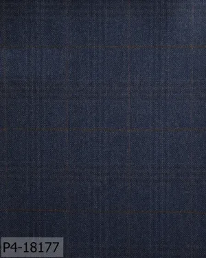 Prussian Blue With Brown Plaid Check Flannel Suit